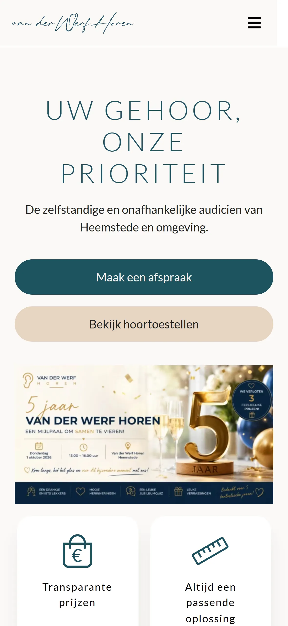 Dezelfde pagina op een telefoon